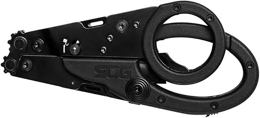 SOG ParaShears Lightweight Backcountry Stainless Steel Multi-Tool, 11 Tools | Compound Leverage Technology, Black