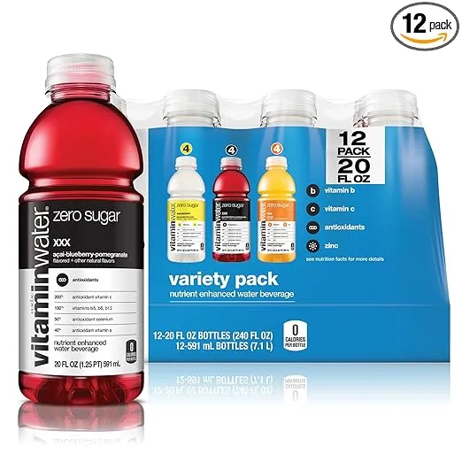 vitaminwater zero variety pack nutrient enhanced water w/ vitamins, 20 fl oz, 12 Pack