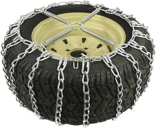The ROP Shop | Pair of 2 Link Tire Chains & Tensioners 14x4x6 for Snow Blowers, Lawn & Garden Tractors, Mowers & Riders, UTV, ATV, 4-Wheelers, Utility Vehicles