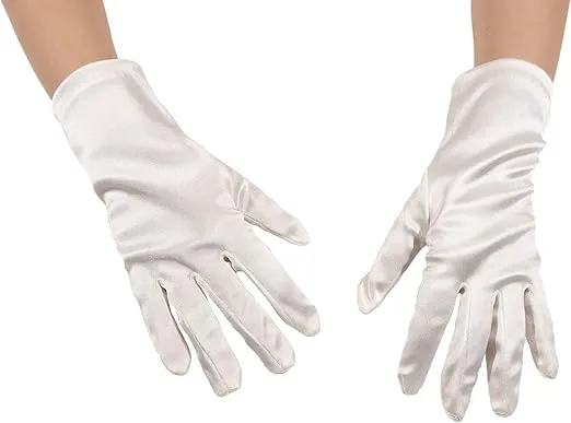 Ever Fairy Girl's Holiday, Wedding, or Pageant White Satin Gloves Princess Glove