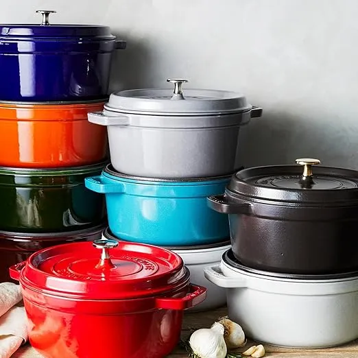 Staub Cast Iron 4-qt Round Cocotte - Turquoise, Made in France