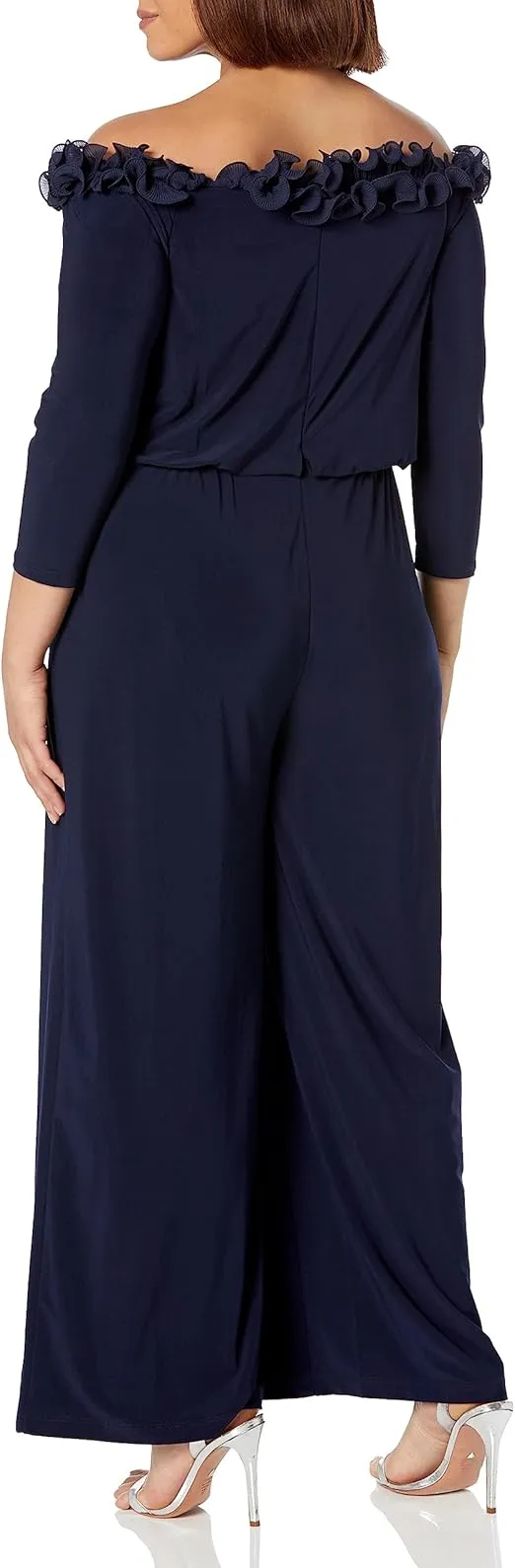Adrianna Papell womens Ruffled Blouson Jumpsuit
