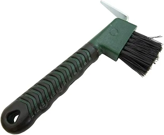 Intrepid International Rubber Handle Hoof Pick w/Brush for Horses, Hoof Pick for Easy Horse Hoof Cleaning, Horse Grooming Supplies