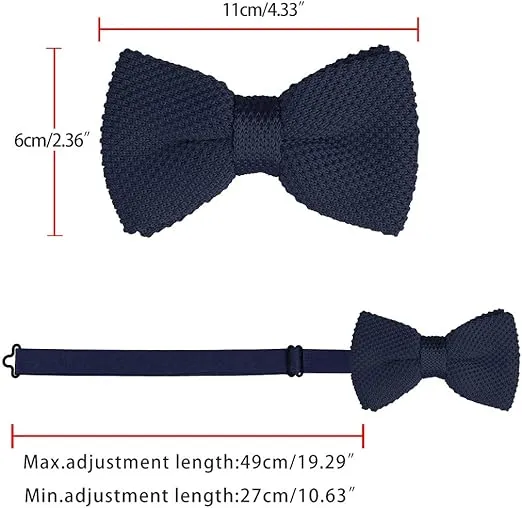 Allegra K Men's Pre-tied Bowtie Adjustable Neck Solid Color Knitted Bow Ties