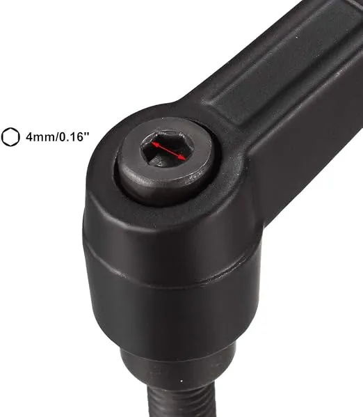 uxcell M8 x 32mm Handle Adjustable Clamping Lever Thread Push Button Ratchet Male Threaded Stud Knobs Rotating Screw Handles Bolts with Locking Lever Black 2pcs
