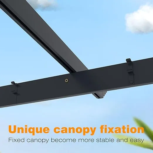 VEIKOU 13x10ft Pergola, Aluminum Pergola w/Thicker Post & Upgraded Retractable Pergola Canopy, Metal Pergolas and Gazebos Heavy-Duty Outdoor Shelter for Porch Yard, Gray