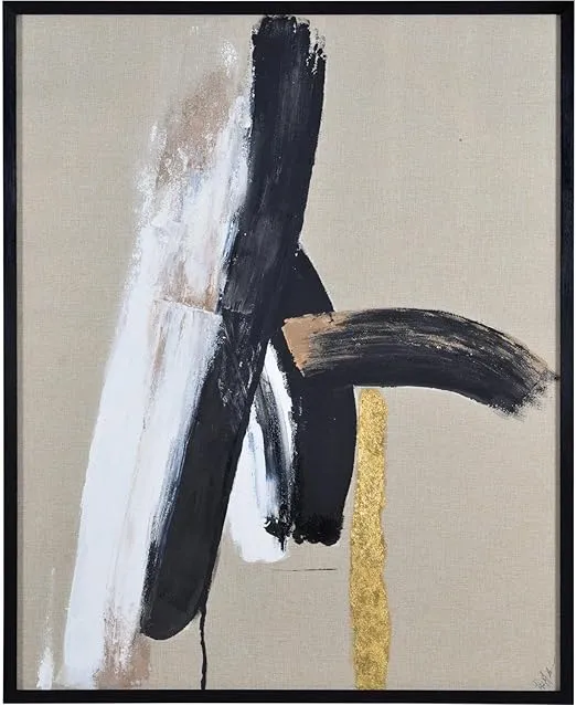Renwil Ilya 40" Contemporary Linen and Polystyrene Framed Canvas in Multi-Color