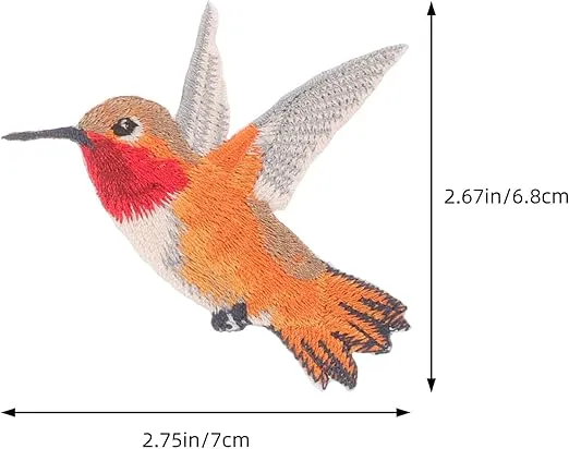 2pcs Hummingbirds Embroidery Patches Cute Birds Iron-on Patch Appliques Sew on Patches for Jacket Backpack Jeans Clothes DIY Patches