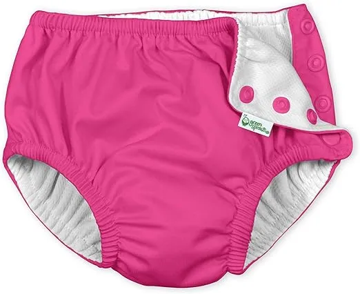 i play. by Green Sprouts Baby Snap Reusable Swim Diaper, Hot Pink, 6 Months