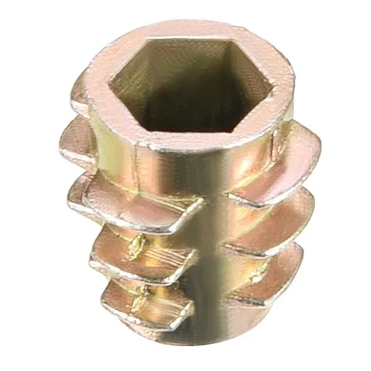 uxcell Furniture Threaded Insert Nuts Zinc Alloy Hex-Flush M5 Internal Threads 10mm Length 50pcs