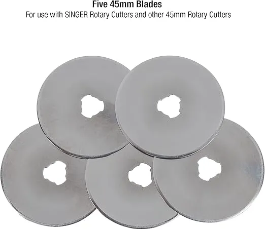 SINGER 45mm Rotary Cutter Replacement Blades - Pack of 5