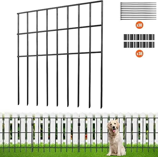 VEVOR Decorative Garden Fence 19 Pack, No Dig Fence 17in(H) x21ft(L), Underground Decorative Garden Fencing with 1.5 Inch Spike Spacing, Metal Dog Fence for The Yard and Outdoor Patio