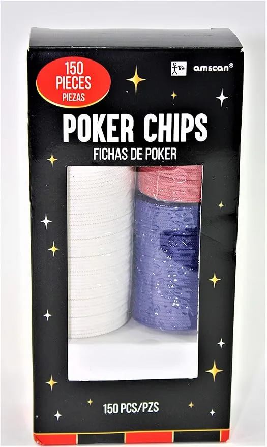 Sleek Poker Chip Set - 6.5" x 3.12" (Pack of 150) - Vibrant Colors & Durable Design - Perfect for Home Games & Parties