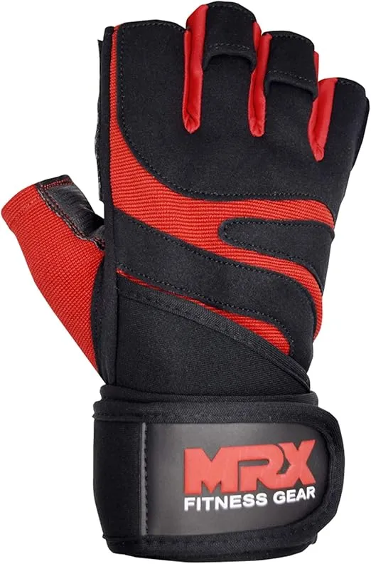 MRX Weightlifting Gloves for Men Workout Gloves Mens Wrist Support Lifting Gloves Male Gym Gloves | Workout Gym Accessories for Men Weight Lifting Fingerless Gym Exercise for Powerlifting