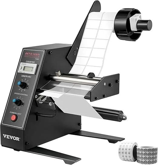 VEVOR Automatic Label Dispenser 110V, 12W AL-1150D Automatic Manual Label Stripper Label Machine 1-8 m/min, Portable Label Applicator for Various Bottles Label Sizes, Auto Counting 0-999999