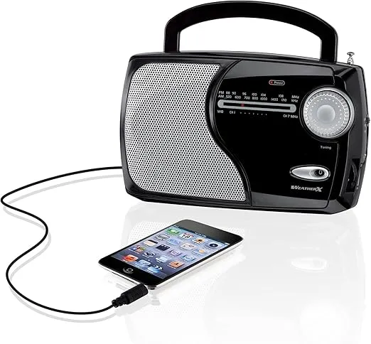 WR282B Portable NOAA Weather Band and AM/FM Radio - Black