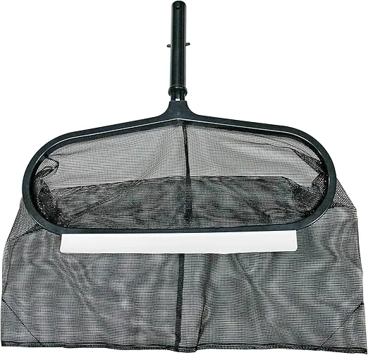 Poolmaster 21182 Premier Collection Solid-Core Aluminum Swimming Pool Leaf Rake with Durable Fine-Mesh Net, Medium, Silver