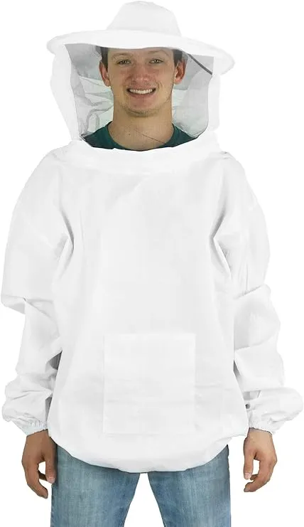 VIVO Professional White Extra Large Beekeeping Suit, Jacket, Pull Over, Smock with Veil BEE-V105XL