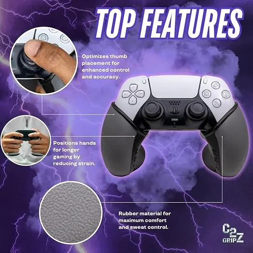 C2 Gripz Controller Grips Compatible with Playstation 5 | Ergonomically Engineered for Performance and Comfort | Non-Slip | Small