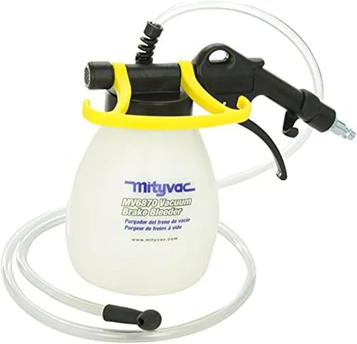 Mityvac MV6870 Hydraulic Brake and Clutch Vacuum Brake Bleeder, 1.3 Quart. Reservoir, Automatic Shutoff, Lever-Action Throttle, Integrated Hanging Hook, 4' Bleed Hose, Universal Screw Adapter