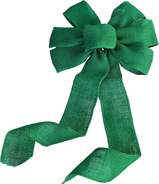 Emerald Green Burlap Wreath Bow - 10" Wide, 18" Long Tails, Farmhouse Decor, Spring, Fall Decor, Thanksgiving, Christmas Decoration, Winter, Mardi Gras, St. Patrick's Day, Easter
