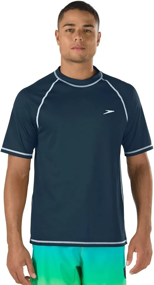 Speedo Men's UV Swim Shirt Short Sleeve Loose Fit Easy Tee