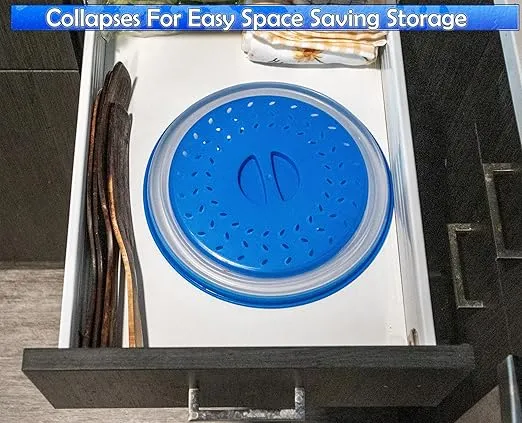Microwave Splatter Guard Cover - Collapsible Lid for Food Protection and Easy Storage - BPA-Free, Dishwasher Safe - Ideal for Clean and Hassle-Free Microwave Cooking
