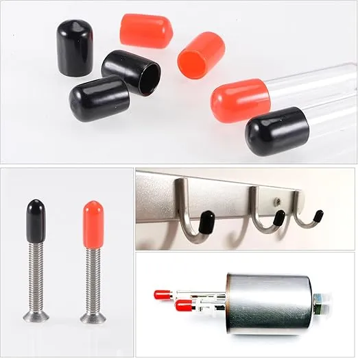 uxcell 5pcs Rubber End Caps 28mm ID Vinyl Round Tube Bolt Cap Cover Screw Thread Protectors Black