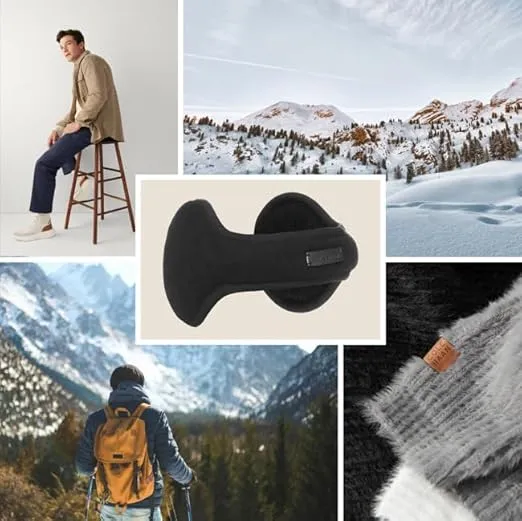 Cole Haan Men's Earmuffs - Foldable Ear Warmers, Behind-the-Head Design, Adjustable and Stretched Ear Muffs for Cold Weather