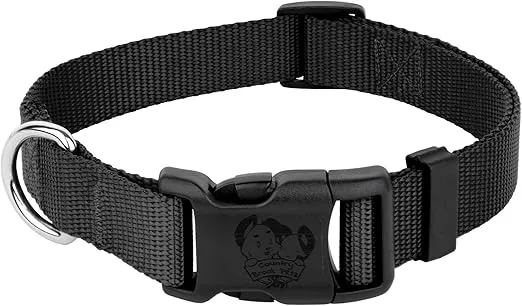 Country Brook Petz - American-Made Dog Collar for Large, Medium, and Small Dogs and Puppies - Deluxe Heavy Duty Nylon in 33 Dazzling Colors (Large, 1 Inch Wide, Black)