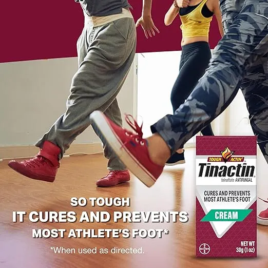 Tinactin Antifungal Cream, Athlete’s Foot Treatment, Tolnaftate 1%, Proven Clinically Effective on Most Athlete’s Foot and Ringworm, 1 Ounce, 30 Grams, Tube