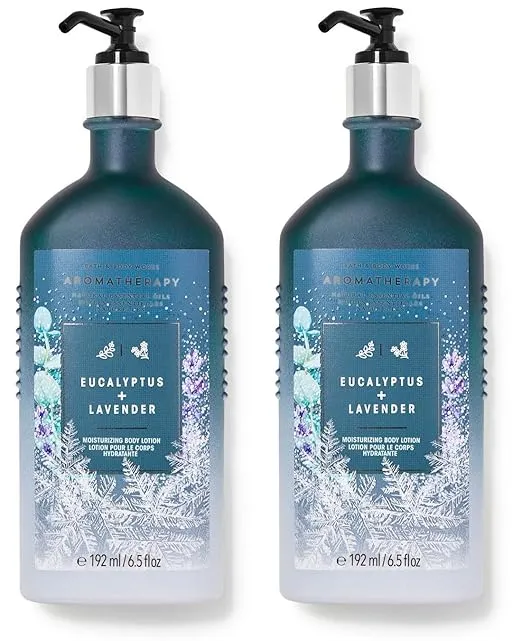 Bath & Body Works 2 Pack Aromatherapy EUCALYPTUS + LAVENDER Moisturizing Body Lotion - Full Size