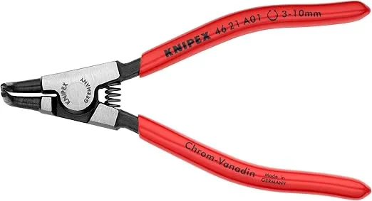 KNIPEX Tools - Circlip Pliers, External, 90 Degree Angled, Forged Tip, 1/8"-25/64" Shaft Dia. (4621A01), 5.00 , Black