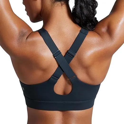CRZ YOGA Womens Butterbreeze Criss Cross Back Sports Bras - V Neck Adjustable Straps Padded Bra Wireless Workout Training Bra