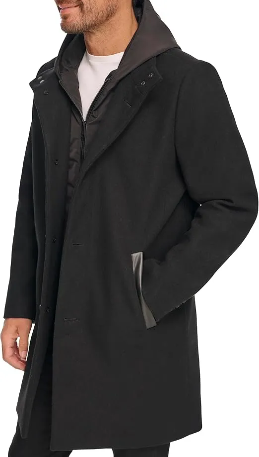 Kenneth Cole Men's Melton Walker with Pu Trim and Hooded Bib