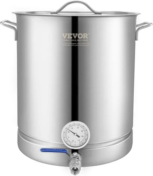 VEVOR Brew Kettle 16 Gal, Brewing Pot Stainless Steel, Brew Kettle Pot for Beer Brewing with Filter&Filter Tray, Tri Ply Bottom for Beer