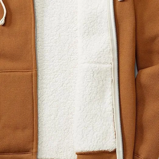 Lands' End Men's Sherpa Lined Waffle Full Zip Hoodie