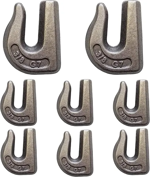 (Pack of 8) 3/8" Weld-On Forged Clevis Grab Chain Hooks - Grade 70