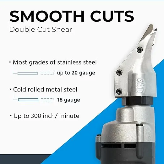Kett KD-400 18-Gauge Double Cut Shear, 2500 RPM, A-2 steel blades, Metal Cutter Tool, Electric Shears, For Metal Fabricators, Automotive, HVAC