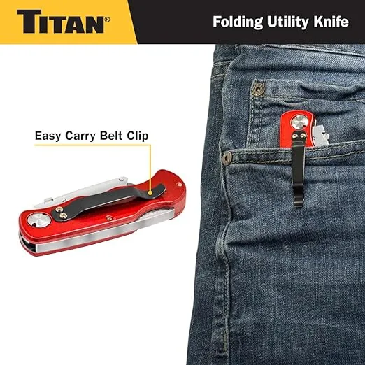 Titan 11015 Red Folding Pocket Utility Knife