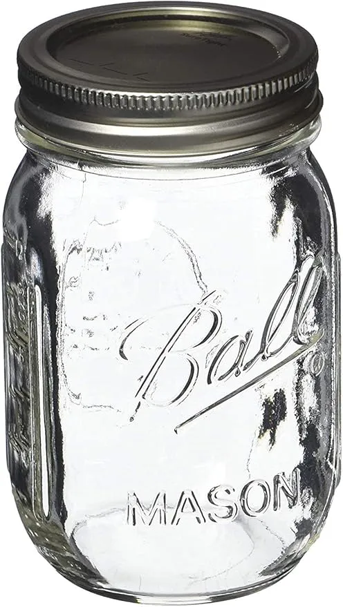 Ball Glass 389579 Pint Regular Mouth Mason, 2 Count (Pack of 1), Clear