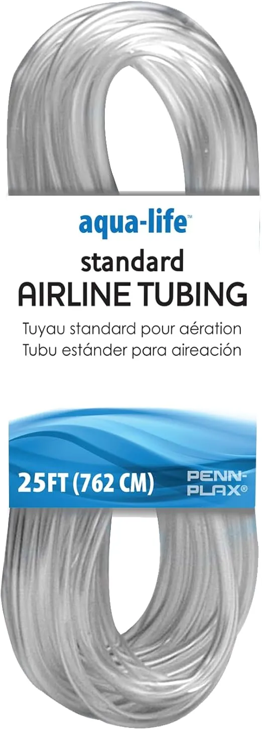 Penn-Plax Standard Airline Tubing for Aquariums – Clear and Flexible – Resists Kinking – Safe for Freshwater and Saltwater Fish Tanks – 25 Feet