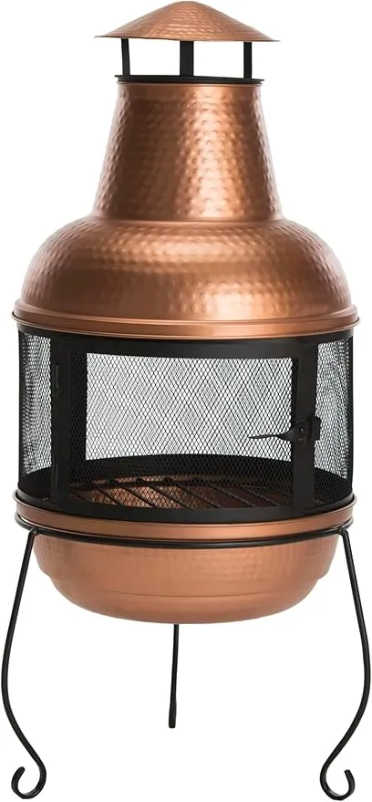 Safavieh Outdoor Collection Lima Copper and Black Chiminea