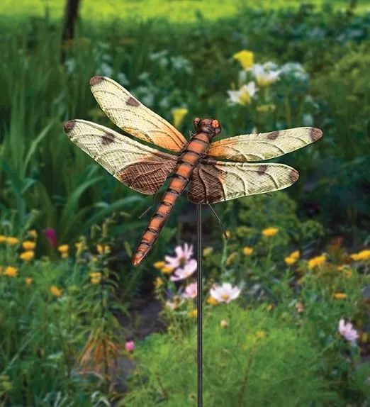 Regal Art & Gift Dragonfly Stake-Calico, Garden Decor for Outside, Weather-Resistant, Pathway Yard Decoration, Nature-Themed Outdoor Decor, Ideal Gift for Garden Lovers, 10.25”L x 7.5”W x 36.25”H