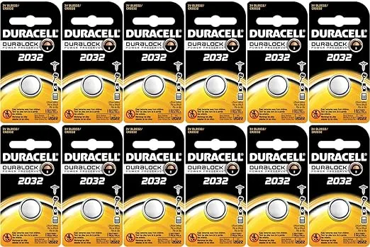 Duracell DL2032 Lithium Coin Battery, 2032 Size, 3V, 230mAh Capacity Pack of 12