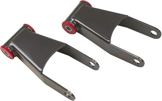 MaxTrac 411420 Leaf Spring Shackle Kit 2 in. Lowering Rear Powder Coated Grey Incl. Greasable Bushings/Sleeves Leaf Spring Shackle Kit