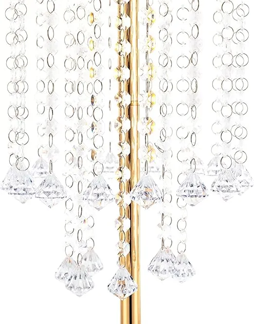 10pcs Gold Crystal Flower Stand, Gold Centerpieces Tall Metal Flower Arrangement Vase, 21.9in/ 55.6cm H, Metal Crystal Table Decorations, Crystal Metal Vase for Wedding, Event Decor