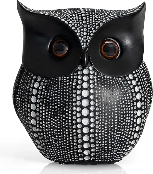 Ornativity Black Owl Statue Figurine - Animal Sculpture Home Decoration for Bedroom Living Room Kitchen Office Bathroom House Decor Figurines 6"