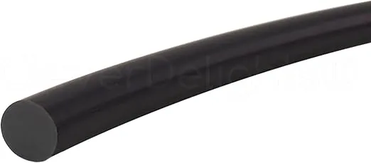 CleverDelights Solid Rubber Cord - 1/4" Diameter - 5 Feet - Buna 70 Durometer - Black - .25" Round