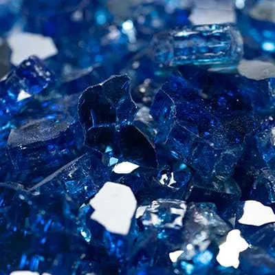 MSI 10 lbs Fire Glass for Propane Fire Pit, 1/2-Inch Reflective Fireplace Glass Rocks for Fire Pit Table, Sapphire Blue